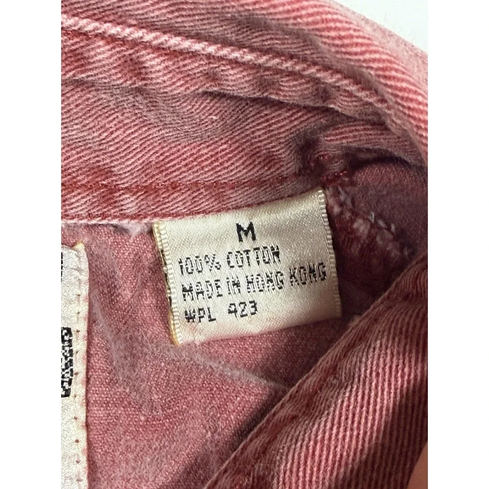 Vintage 90s Levis Denim Shirt Mens Medium Red Faded Washed Button Up Workwear